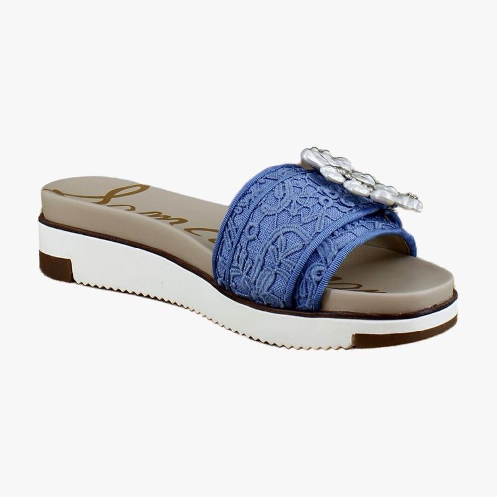 Sam Edelman Blue Embellished Slide Sandals